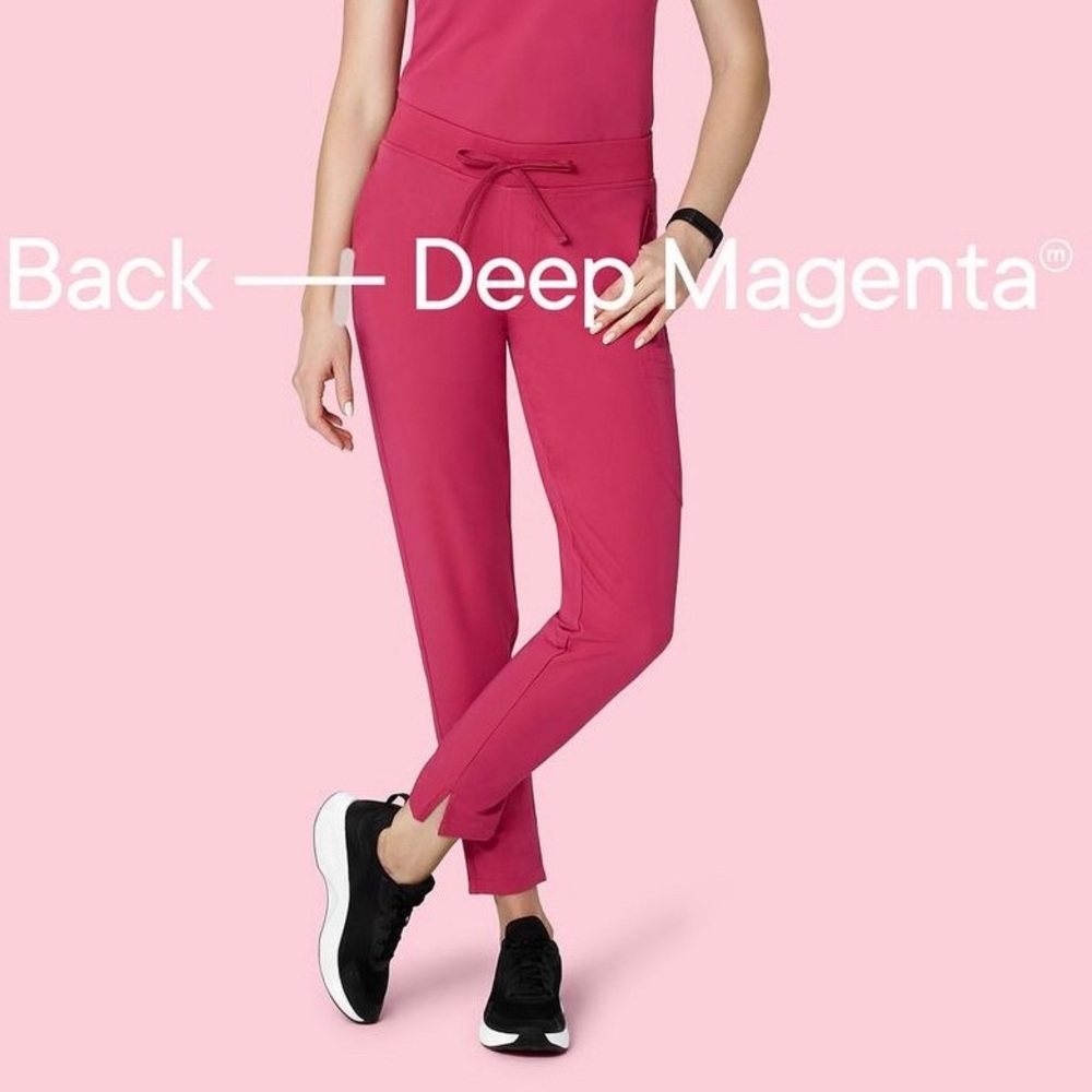 Mandala Scrubs Deep Magenta 6 Pocket Slim Pants Cloud NWT